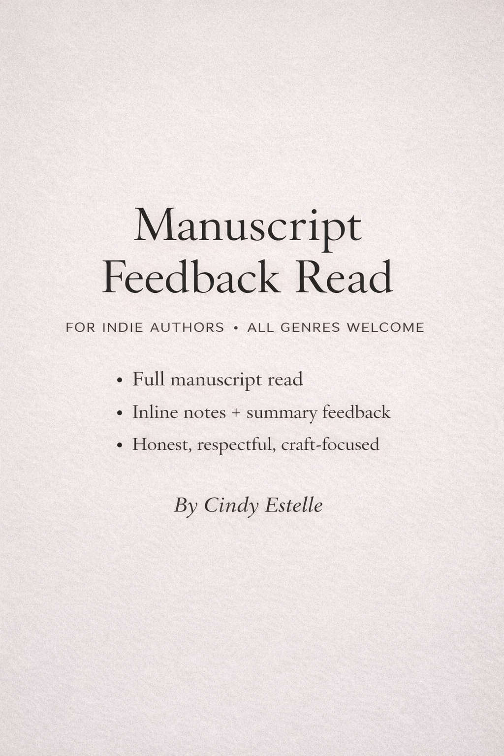 Manuscript Feedback Read (Launch Offer)